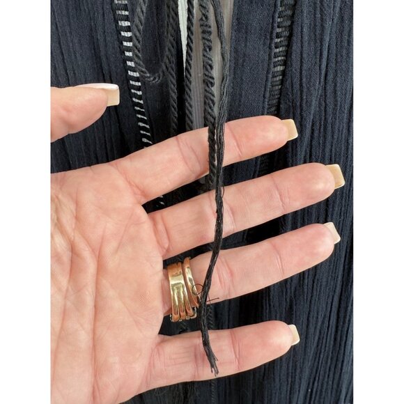 Tobi Black Lace Crochet Trim Gauzy Plunging Strappy Back Casual Boho Maxi Dress - Picture 15 of 16